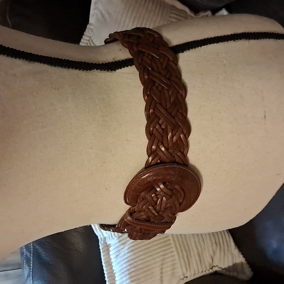 Women Braided Genuine Wide Leather Buckle Belt Made in Turkey Boho Size S - Picture 3 of 8